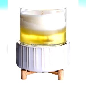 Candle Warmers White and Beige Candle Holder, With Black Cherry Wax Melts, NIB